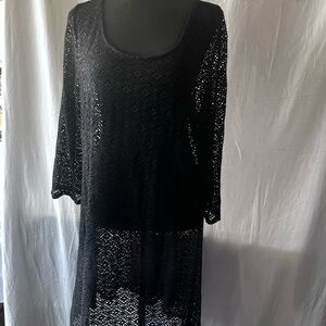 Miraclesuit Elegant Black Crochet Midi Dress